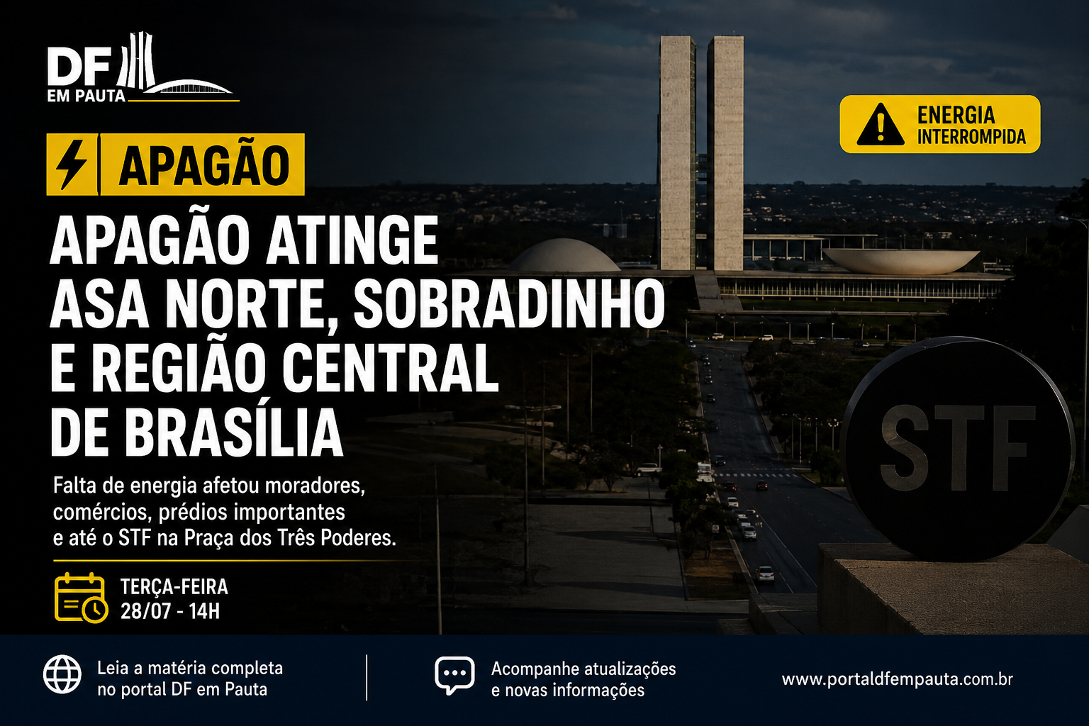Apagão surpreende moradores e expõe a dependência da energia no coração de Brasília