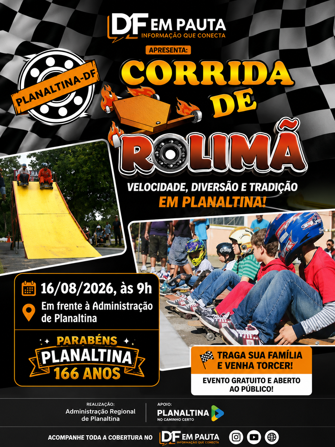 Corrida de Rolimã celebra tradição e os 166 anos de Planaltina com esporte, cultura e nostalgia