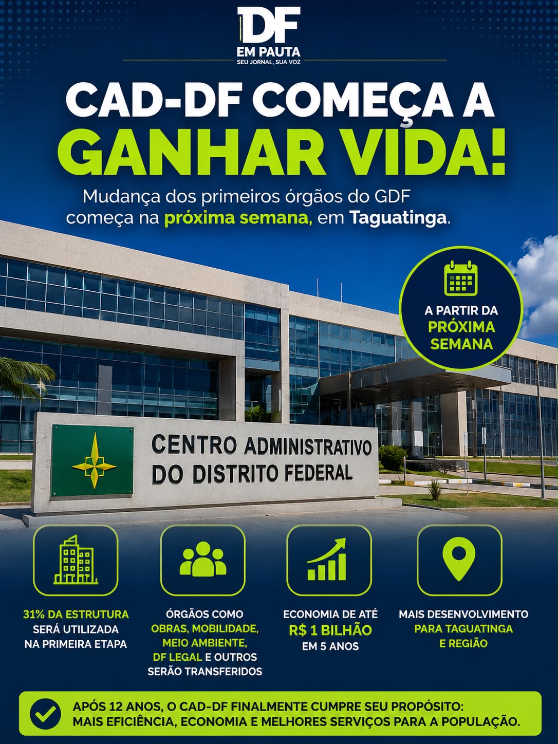 Começa a ganhar vida e promete transformar a administração pública do Distrito Federal